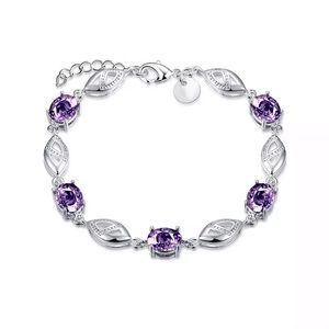 925 Silver Plated Purple Crystal Bracelet
